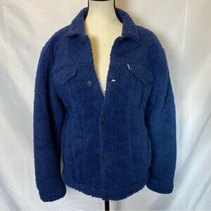 Levi’s Kids Teddy Sherpa Jacket Size XL Navy Blue Cozy Warm Casual